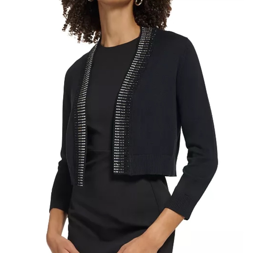 NWT Calvin Klein Charcoal Cardigan with Ombré Effect Around Neck